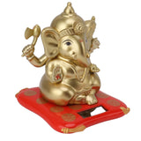 Ganesha Elephant God Statues Solar Powered Indian Ganesha Idol Figurine for Car Dashboard Home Decor Crafts Gold - Low Angle