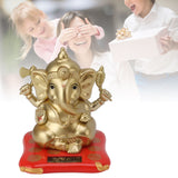 Ganesha Elephant God Statues Solar Powered Indian Ganesha Idol Figurine for Car Dashboard Home Decor Crafts Gold