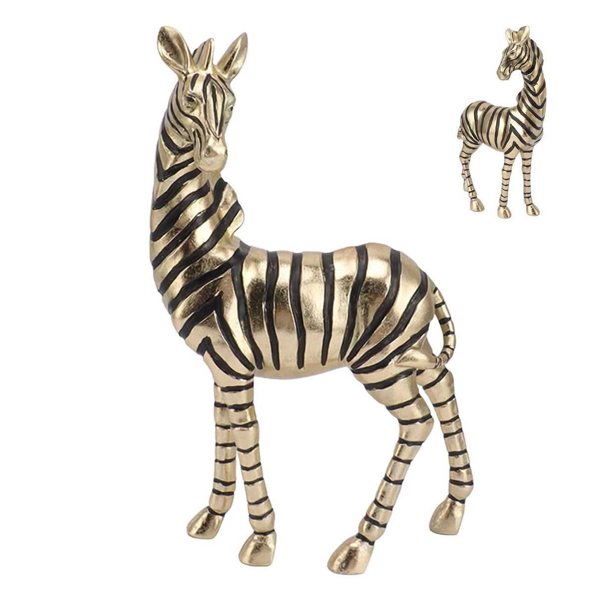 Resin Zebra Statues Gold Vivid Slip Resistant Compact Simulated Animal Statues for Home Decoration