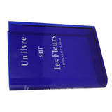 Book Vase for Flowers Acrylic Decorative Transparent Clear Book Shape Flower Vase for Home Living Room Office Blue - Close-Up Angle