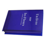 Book Vase for Flowers Acrylic Decorative Transparent Clear Book Shape Flower Vase for Home Living Room Office Blue - Low Angle
