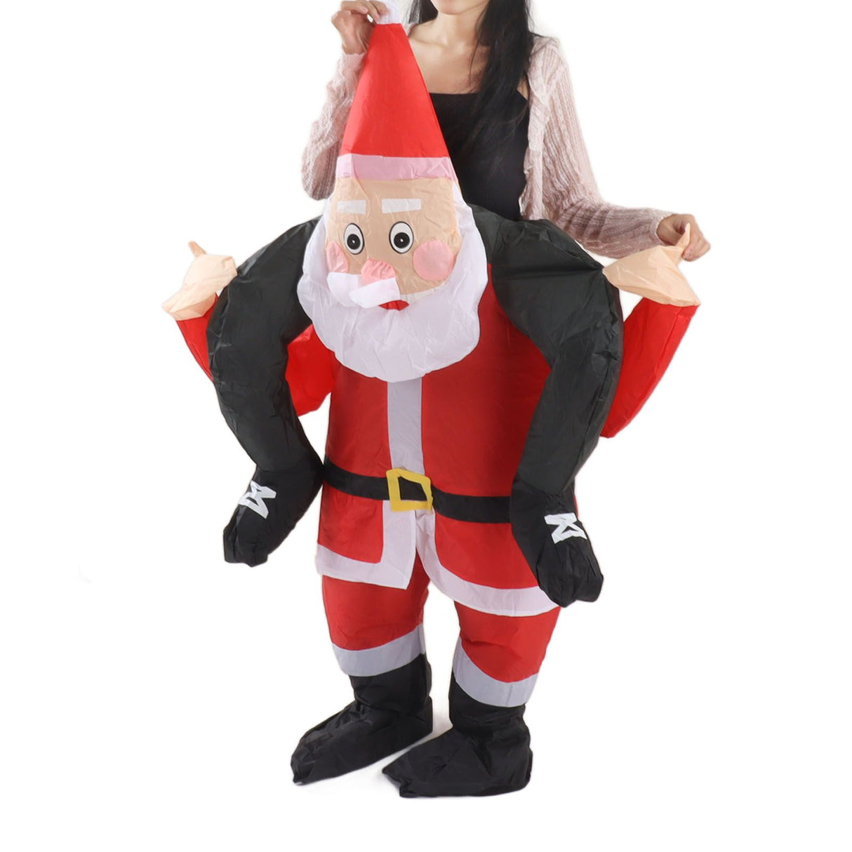 Santa Costume Funny Father Christmas Riding Inflatable Show Party Cosplay Role Playing Props Teenager(120‑140cm)