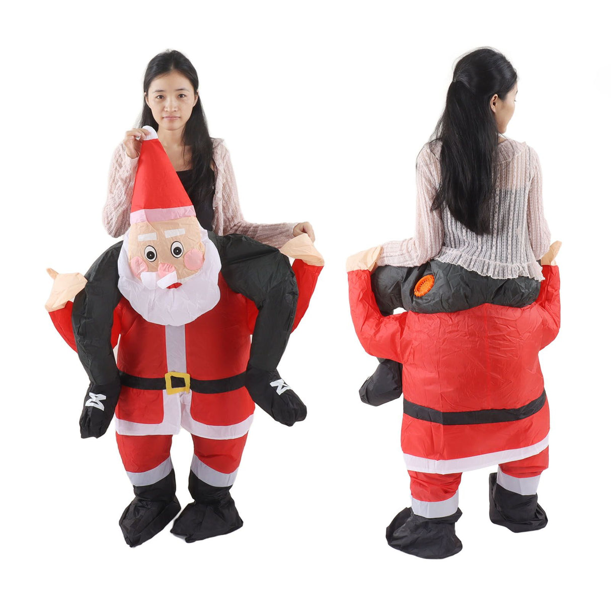 Santa Costume Funny Father Christmas Riding Inflatable Show Party Cosplay Role Playing Props Teenager(120‑140cm)