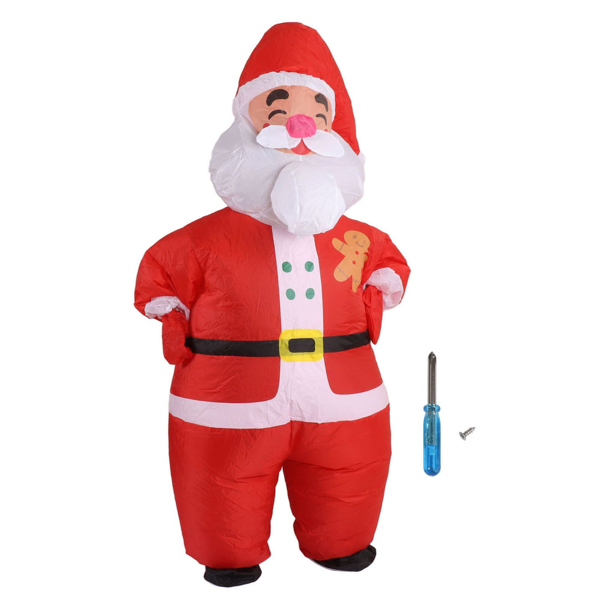 Inflatable Christmas Costume Funny Blow Up Christmas Party Doll Suit for 150‑190cm Adult Cosplay Big Head Santa