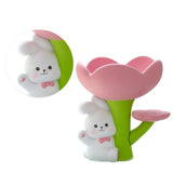 Rabbit Flower Key Tray Resin Storage Plate Jewelry Holder Home Decoration for Bedroom Office - Top-Down View