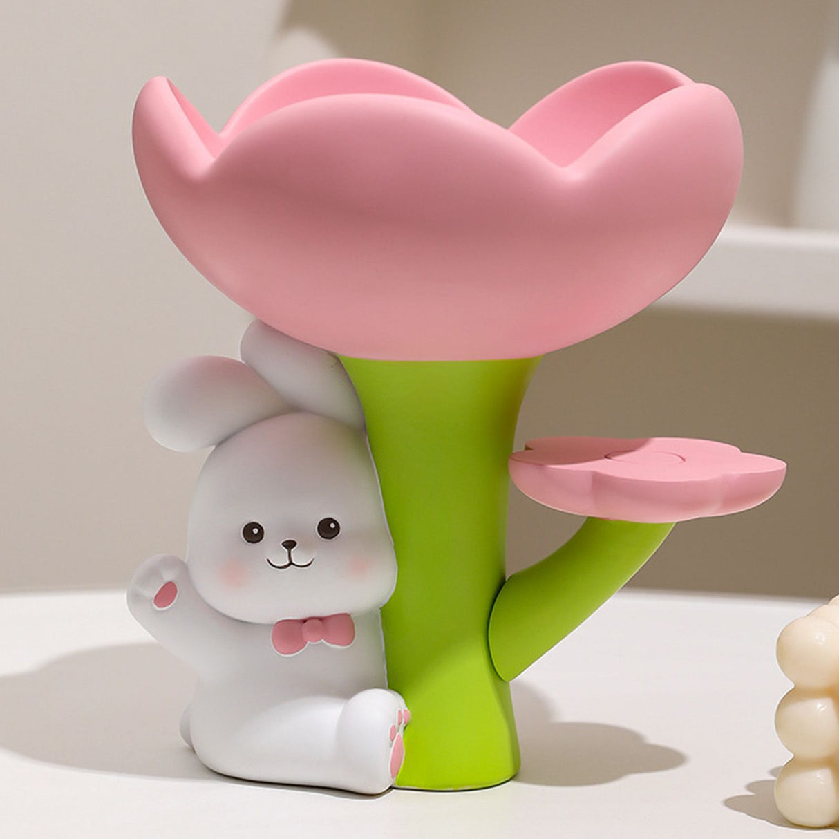 Rabbit Flower Key Tray Resin Storage Plate Jewelry Holder Home Decoration for Bedroom Office