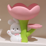 Rabbit Flower Key Tray Resin Storage Plate Jewelry Holder Home Decoration for Bedroom Office - Extra Image