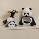 Panda Serving Tray Keys Wallets Fruit Holder Storage Ornament Home Office Table Decor Sculpture Panda Tray - Extra Image