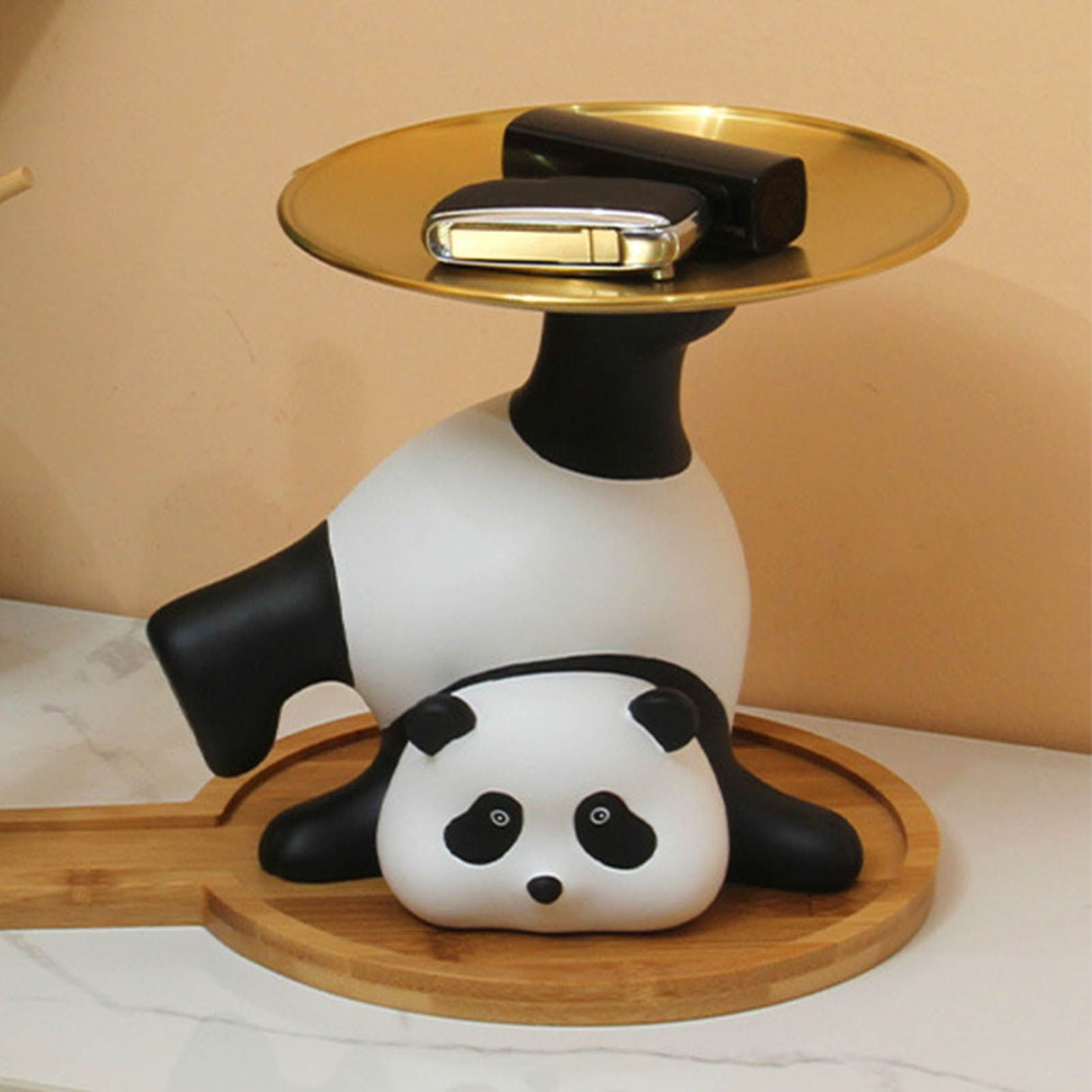 Panda Serving Tray Keys Wallets Fruit Holder Storage Ornament Home Office Table Decor Sculpture Panda Tray