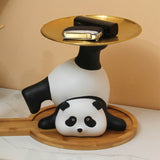 Panda Serving Tray Keys Wallets Fruit Holder Storage Ornament Home Office Table Decor Sculpture Panda Tray - Extra Image