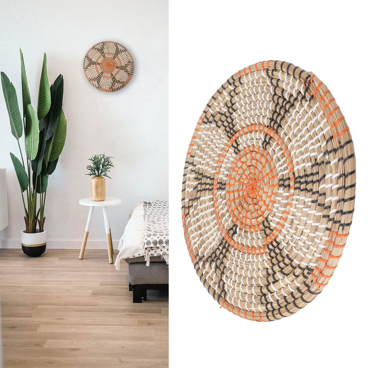 Grass Woven Placemats Nordic Style Innovative Round Placemats for Dining Table Home Decor Wall Decor 34cm/13.4in