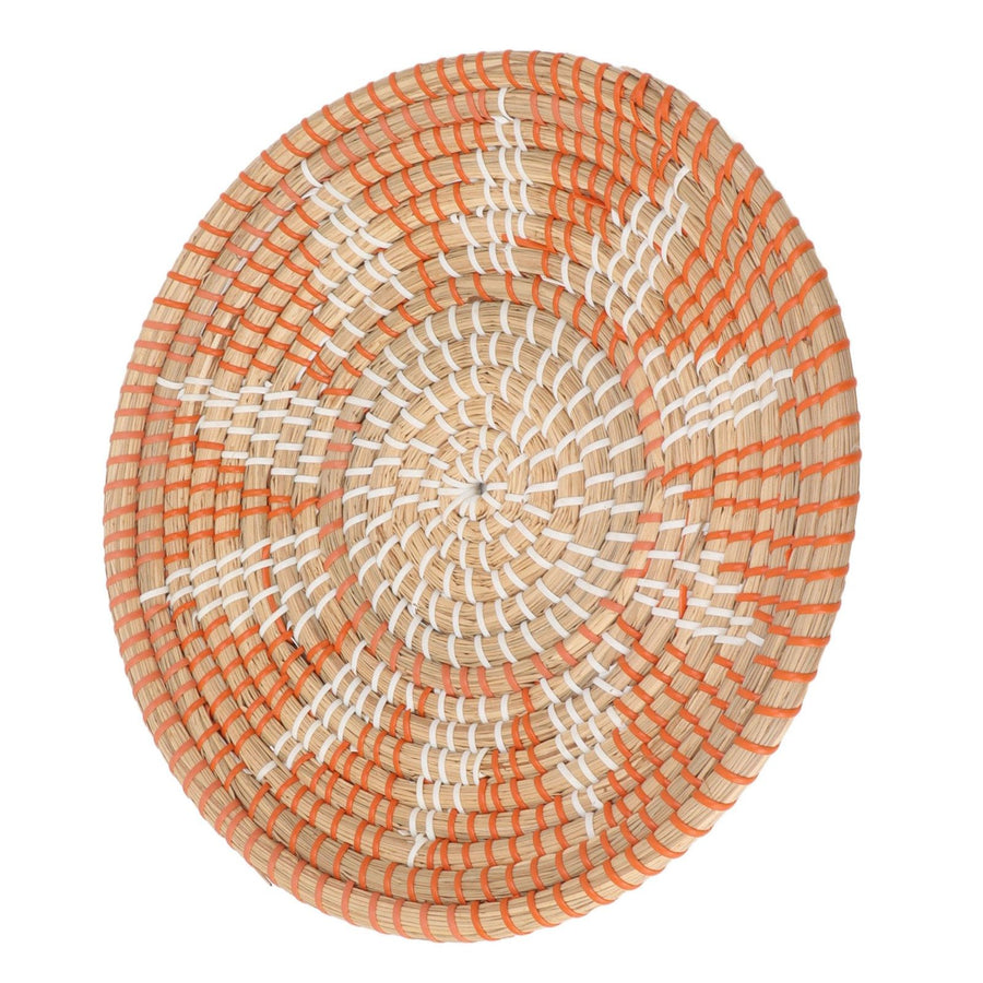 Round Grass Wall Ornaments 35cm Diameter Hand Knitting Hanging Woven Wall Baskets for Living Room Kitchen Style 1