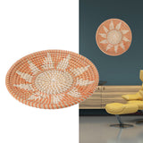 Round Grass Wall Ornaments 35cm Diameter Hand Knitting Hanging Woven Wall Baskets for Living Room Kitchen Style 1