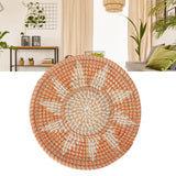Round Grass Wall Ornaments 35cm Diameter Hand Knitting Hanging Woven Wall Baskets for Living Room Kitchen Style 1 - Extra Image