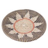 Round Grass Wall Ornaments 35cm Diameter Hand Knitting Hanging Woven Wall Baskets for Living Room Kitchen Style 2 - Top-Down View
