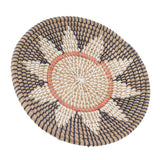 Round Grass Wall Ornaments 35cm Diameter Hand Knitting Hanging Woven Wall Baskets for Living Room Kitchen Style 2 - Low Angle