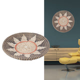 Round Grass Wall Ornaments 35cm Diameter Hand Knitting Hanging Woven Wall Baskets for Living Room Kitchen Style 2 - Extra Image