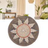 Round Grass Wall Ornaments 35cm Diameter Hand Knitting Hanging Woven Wall Baskets for Living Room Kitchen Style 2