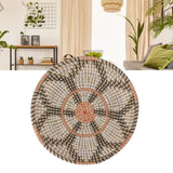Round Grass Wall Ornaments 35cm Diameter Hand Knitting Hanging Woven Wall Baskets for Living Room Kitchen Style 3
