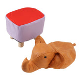 Animal Footstools Lovely Cartoon Innovative Elephant Upholstered Stool for Nursery Bedroom Playroom Living Room Decor Orange - Front View