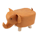 Animal Footstools Lovely Cartoon Innovative Elephant Upholstered Stool for Nursery Bedroom Playroom Living Room Decor Orange - Side View