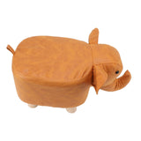 Animal Footstools Lovely Cartoon Innovative Elephant Upholstered Stool for Nursery Bedroom Playroom Living Room Decor Orange - Close-Up Angle