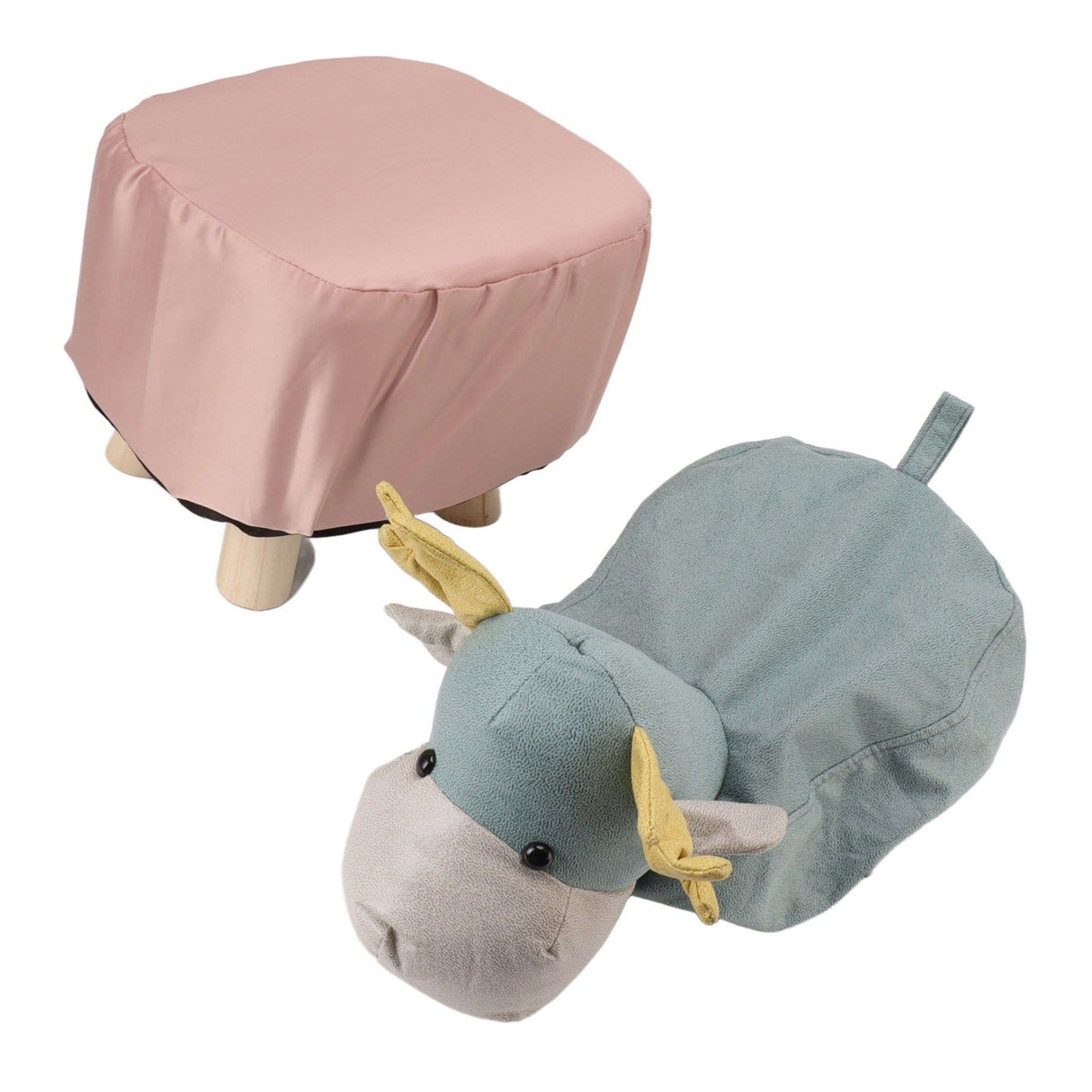 Animal Footstools Prevent Slip Cute Cartoon Giraffe Shape Soft Small Kids Stools for Home Blue