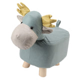 Animal Footstools Prevent Slip Cute Cartoon Giraffe Shape Soft Small Kids Stools for Home Blue - Side View