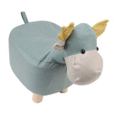 Animal Footstools Prevent Slip Cute Cartoon Giraffe Shape Soft Small Kids Stools for Home Blue - Rear View