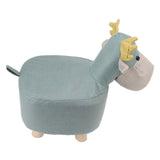Animal Footstools Prevent Slip Cute Cartoon Giraffe Shape Soft Small Kids Stools for Home Blue - Close-Up Angle