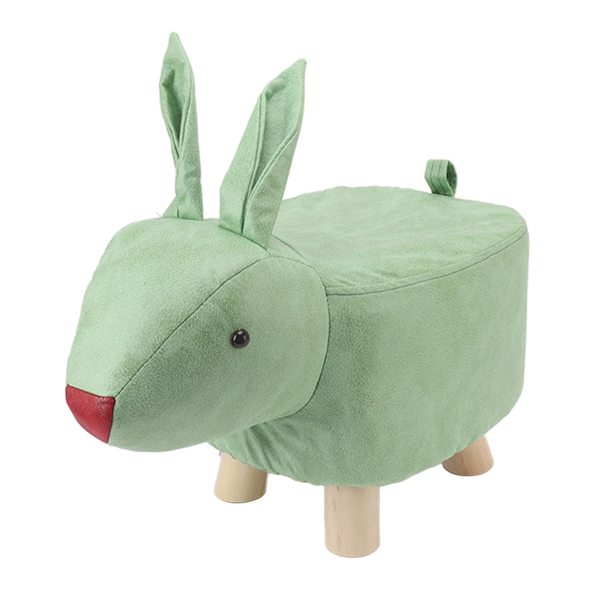 Cartoon Animal Shaped Stool Kid Home Living Room Cute Wooden Footstool for Playroom Courtyard Green