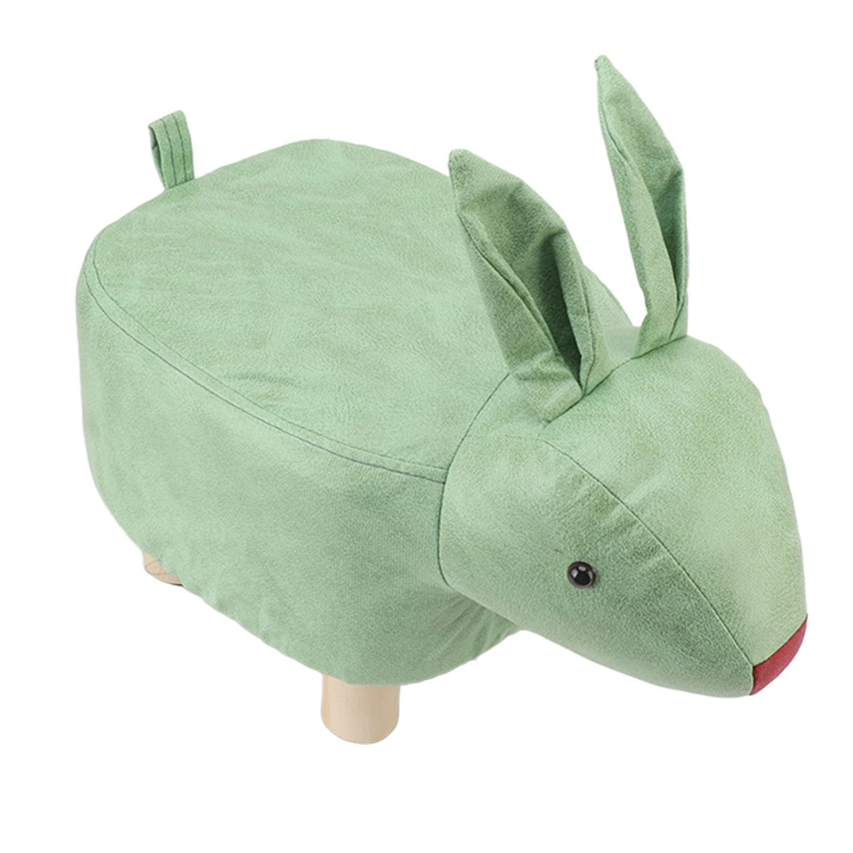Cartoon Animal Shaped Stool Kid Home Living Room Cute Wooden Footstool for Playroom Courtyard Green