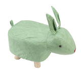 Cartoon Animal Shaped Stool Kid Home Living Room Cute Wooden Footstool for Playroom Courtyard Green