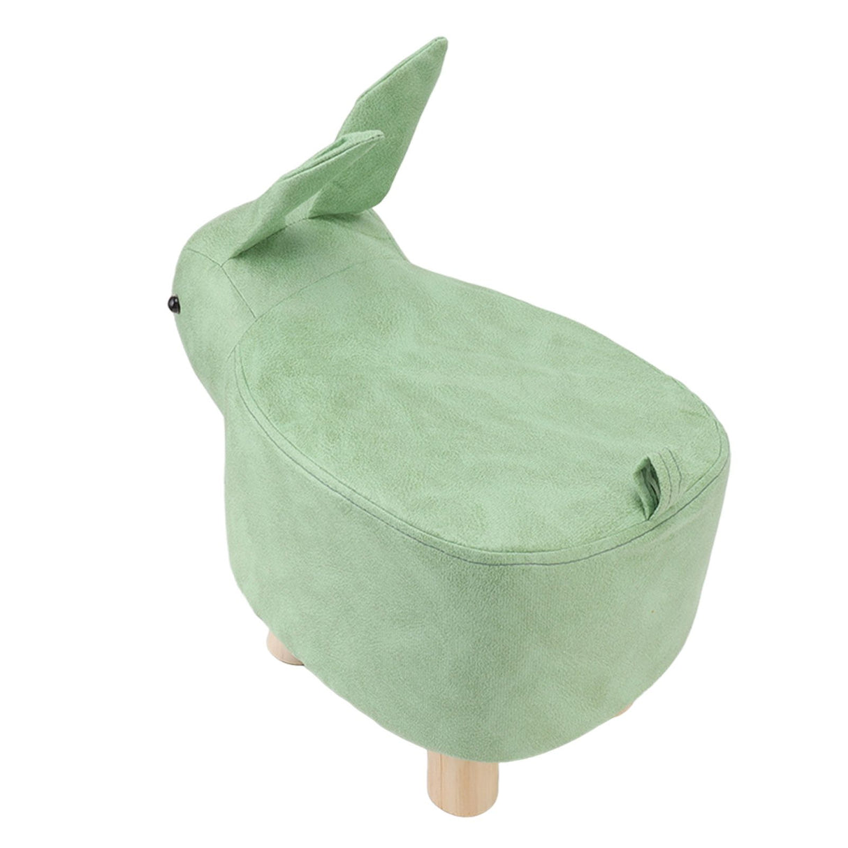 Cartoon Animal Shaped Stool Kid Home Living Room Cute Wooden Footstool for Playroom Courtyard Green