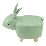 Cartoon Animal Shaped Stool Kid Home Living Room Cute Wooden Footstool for Playroom Courtyard Green - Close-Up Angle