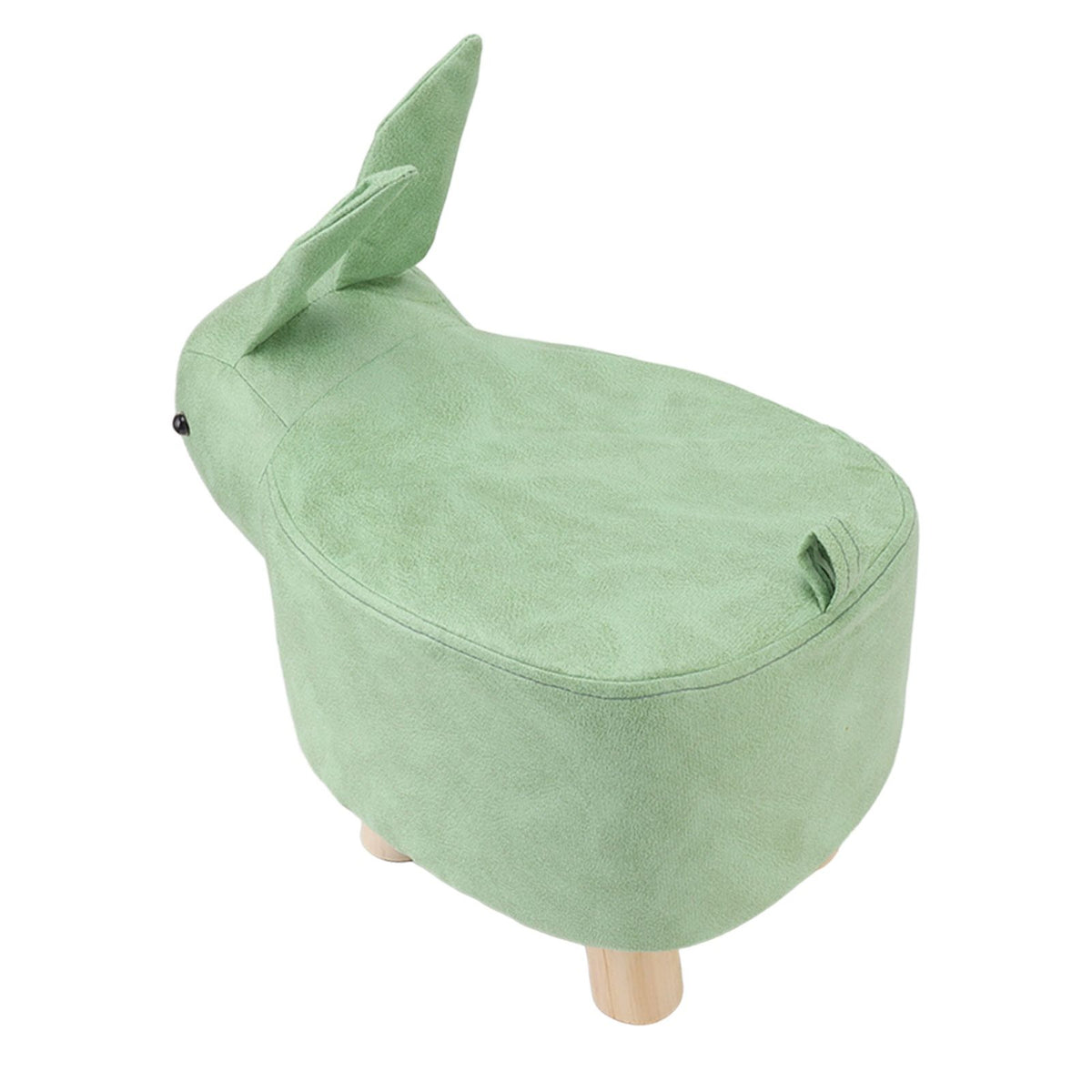 Cartoon Animal Shaped Stool Kid Home Living Room Cute Wooden Footstool for Playroom Courtyard Green