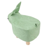 Cartoon Animal Shaped Stool Kid Home Living Room Cute Wooden Footstool for Playroom Courtyard Green