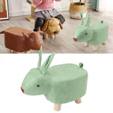 Cartoon Animal Shaped Stool Kid Home Living Room Cute Wooden Footstool for Playroom Courtyard Green