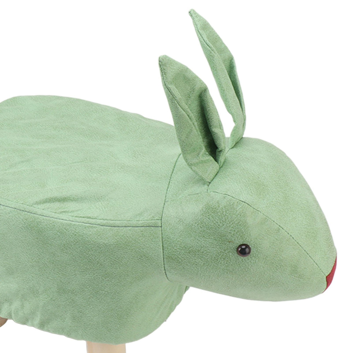 Cartoon Animal Shaped Stool Kid Home Living Room Cute Wooden Footstool for Playroom Courtyard Green