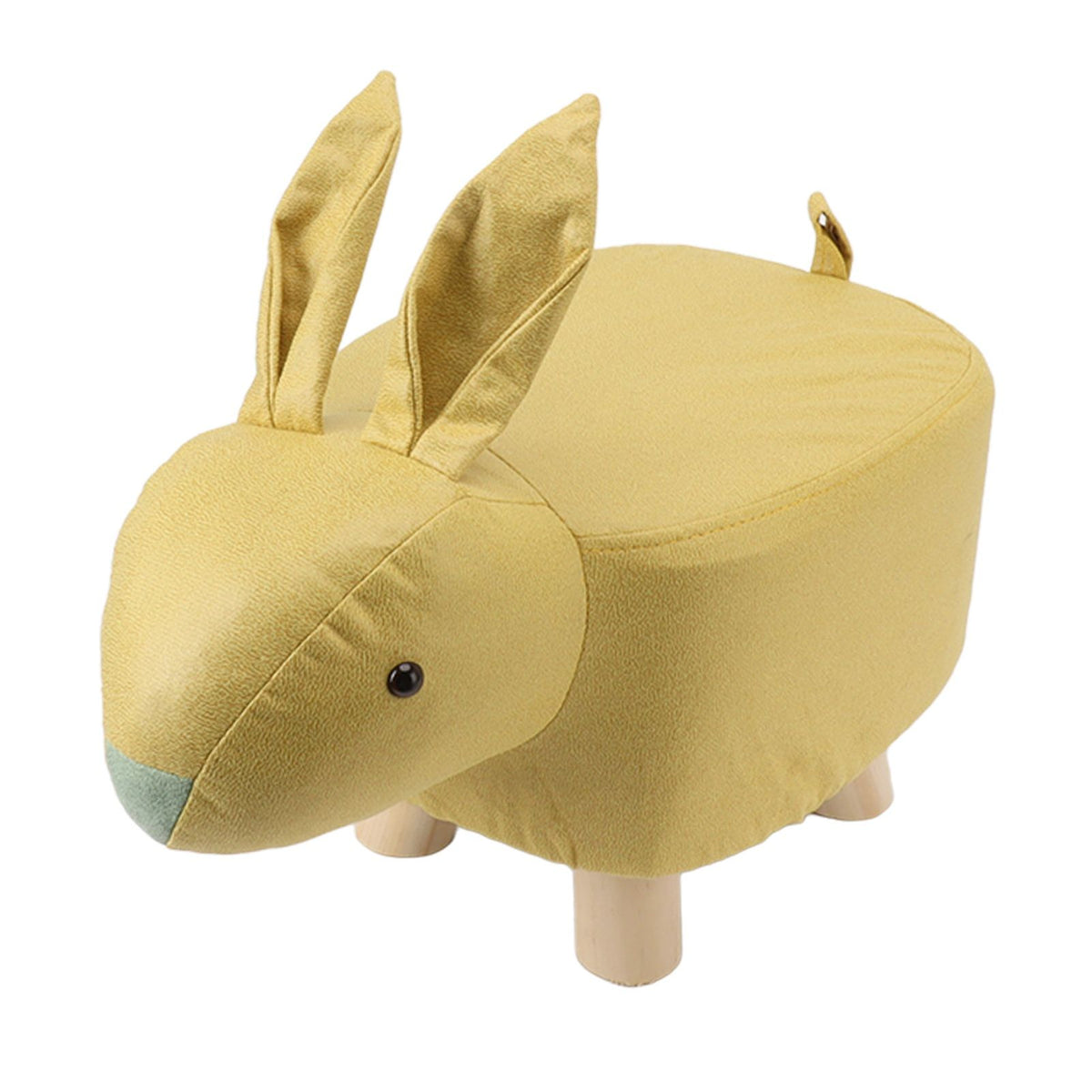 Cartoon Animal Shaped Stool Kid Home Living Room Cute Wooden Footstool for Playroom Courtyard Yellow