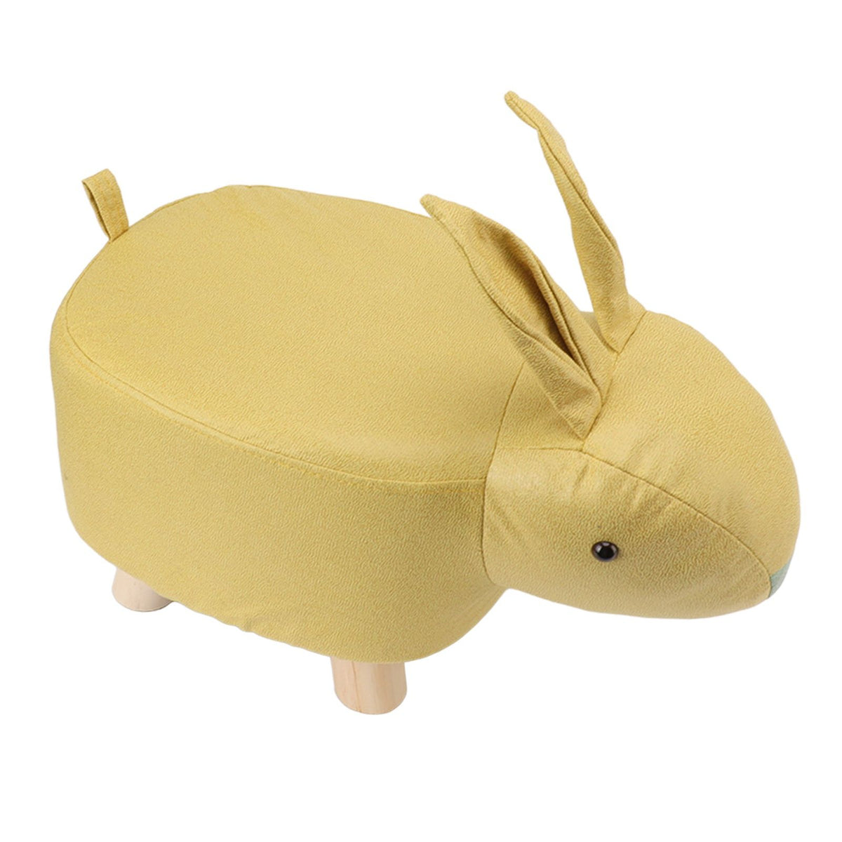 Cartoon Animal Shaped Stool Kid Home Living Room Cute Wooden Footstool for Playroom Courtyard Yellow