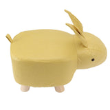 Cartoon Animal Shaped Stool Kid Home Living Room Cute Wooden Footstool for Playroom Courtyard Yellow