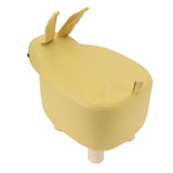 Cartoon Animal Shaped Stool Kid Home Living Room Cute Wooden Footstool for Playroom Courtyard Yellow