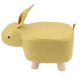 Cartoon Animal Shaped Stool Kid Home Living Room Cute Wooden Footstool for Playroom Courtyard Yellow