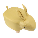 Cartoon Animal Shaped Stool Kid Home Living Room Cute Wooden Footstool for Playroom Courtyard Yellow - Extra Image