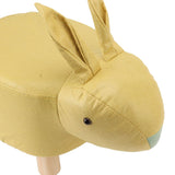 Cartoon Animal Shaped Stool Kid Home Living Room Cute Wooden Footstool for Playroom Courtyard Yellow - Extra Image