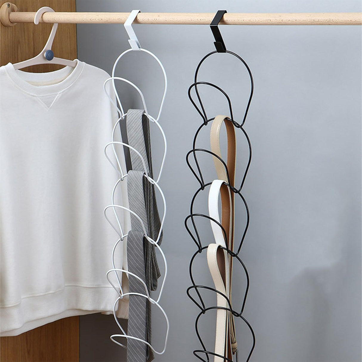 5Pcs Hat Rack Iron Punching Free Multi Layer Multifunctional Space Saving Hat Hanger Holder White