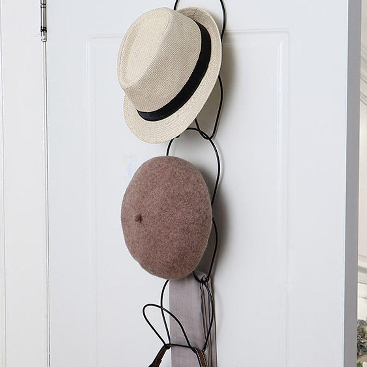 5Pcs Hat Rack Iron Punching Free Multi Layer Multifunctional Space Saving Hat Hanger Holder White