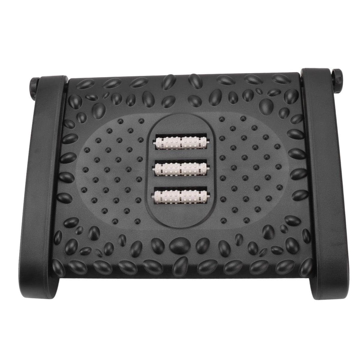 Under Desk Footrest 6 Height Adjustable Ergonomic Foot Stool with Massage Texture and Roller for Office Black