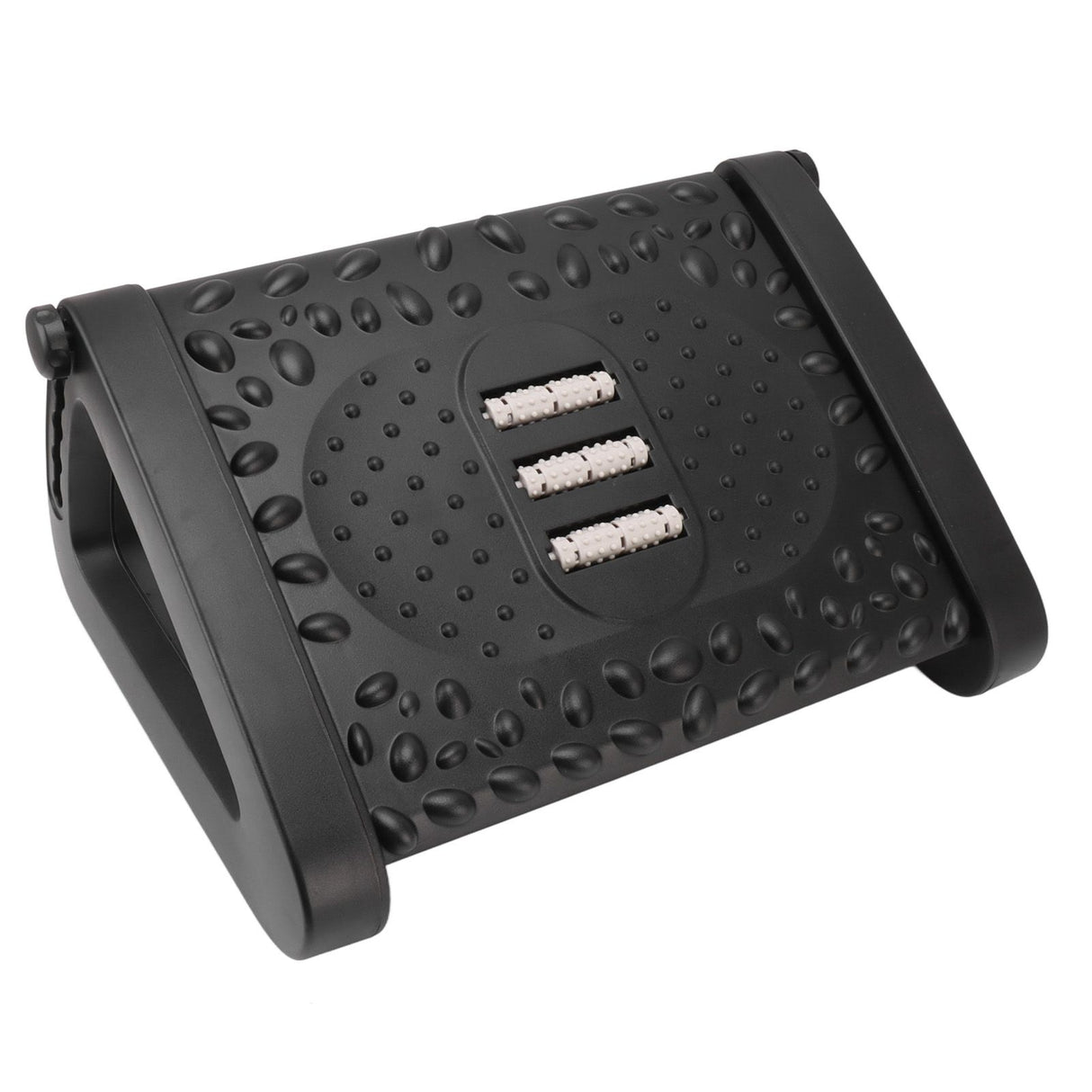 Under Desk Footrest 6 Height Adjustable Ergonomic Foot Stool with Massage Texture and Roller for Office Black